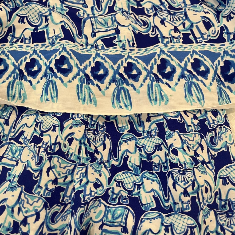 Lilly Pulitzer Romper Elephant Blue White Spaghetti Strap Size 0 summer - Picture 13 of 13